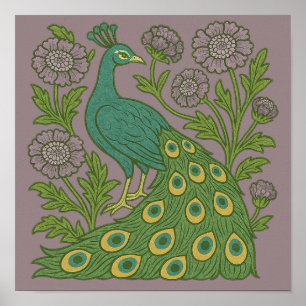 Poster Vintage Teal Peacock