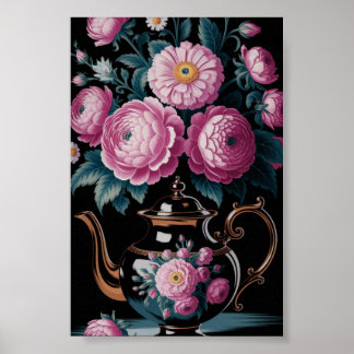 Poster Vintage Teapot & Bloom Wall art