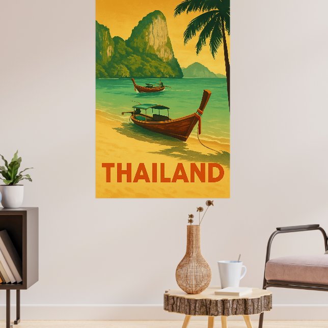 Poster Vintage Thailand Beach Paradise (Sala de Estar 3)