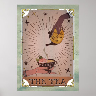 Poster Vintage The Tea Tarot Witchy Kettle & Teacup Card