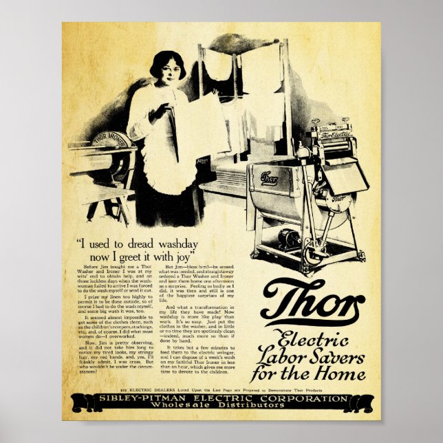Pôster Vintage Thor Marca Electric Washing Machine Impres (Frente)
