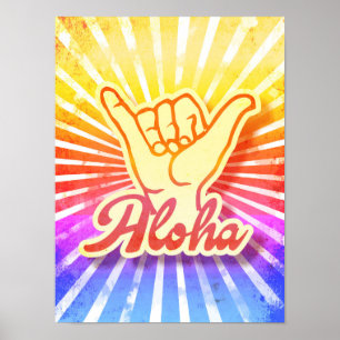 Poster Vintage Tie-Dye Aloha Hang Loose Shaka Hand