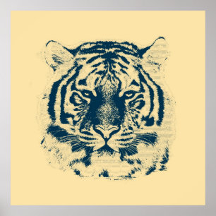 Pôster Vintage Tigre Face