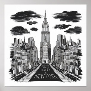 Poster vintage times quadrado caneta de rua