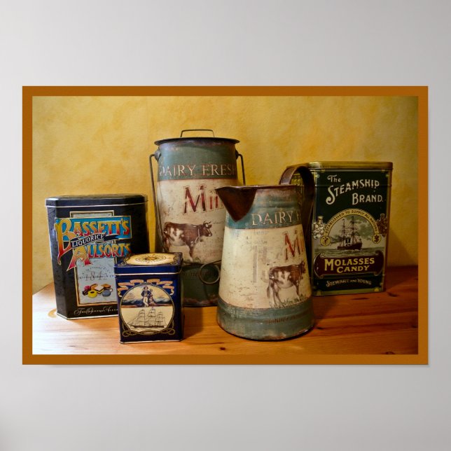 Pôster Vintage Tins e Jugs (Frente)