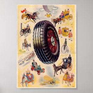 Poster Vintage Tire Ad - Pneus Dunlp