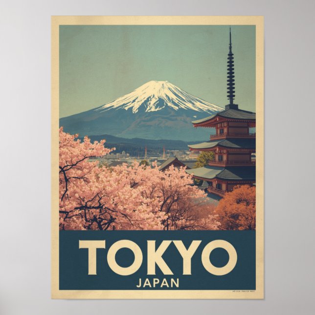 Poster Vintage Tokyo Viagem (Frente)