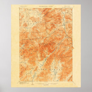 Pôster Vintage Topographical Mount Marcy New York Map