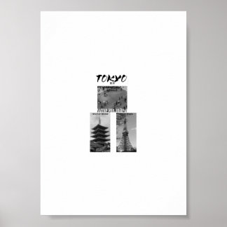 Poster Vintage Tóquio Moda de Rua Japonesa | Preto e Bran
