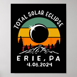 Poster Vintage Total Solar Eclipse Usa Erie Pensilvânia