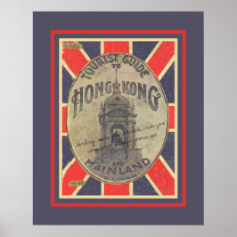 Poster Vintage Tourist Guide to Hong Kong com Union Jack