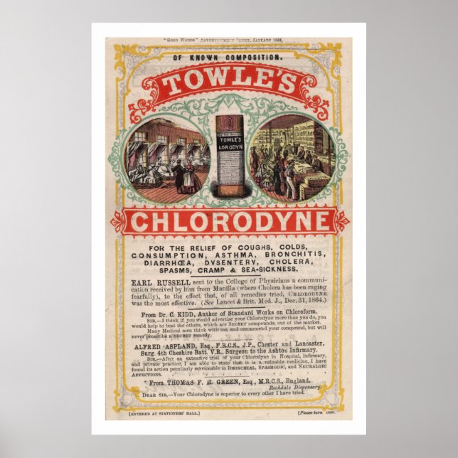 Poster Vintage Towers Cholera Cure Advertisement (Frente)