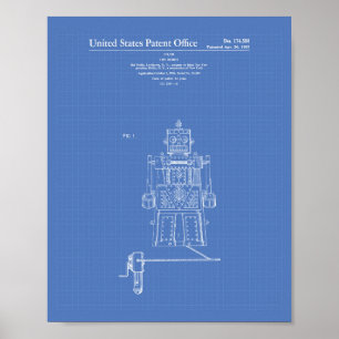 Pôster Vintage Toy Robot 1955 Patent Art Blueprint