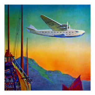 Pôster Vintage Transpacific Flight Viagem Perfect Poster
