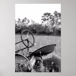 Poster Vintage Trator em Preto e Branco