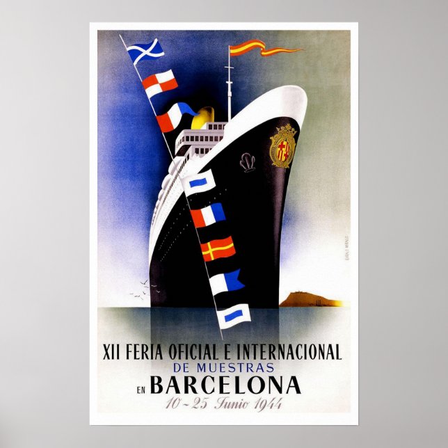 Poster Vintage travel,Barcelona International Fair (Frente)