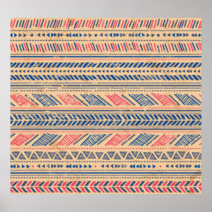 Poster Vintage tribal étnico: padrão perfeito.