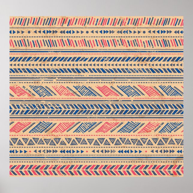 Poster Vintage tribal étnico: padrão perfeito. (Frente)