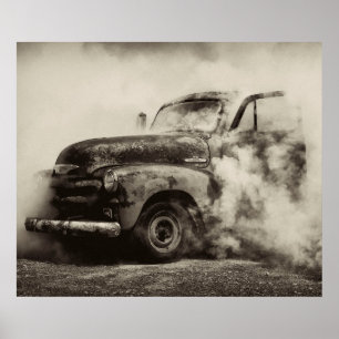 Pôster Vintage Truck Burnout