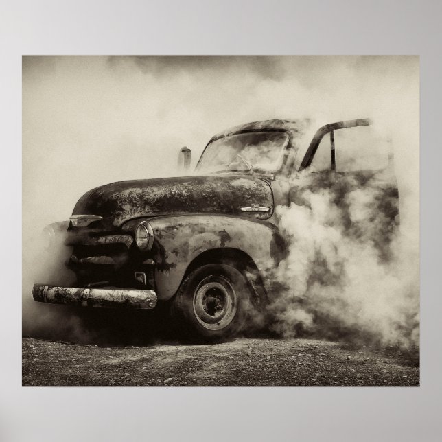 Pôster Vintage Truck Burnout (Frente)