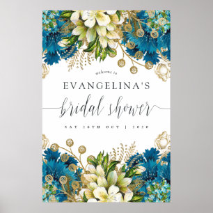 Poster Vintage Turquoise e Dourado Chá de panela de Boas