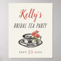 Vintage Typografia Chá de panela Tea Party Sinal