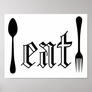 Poster Vintage Typografia Cutlery Ilustração Comida