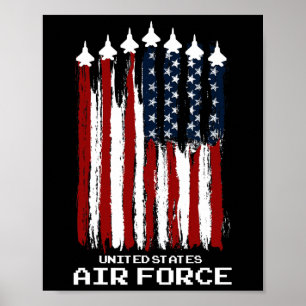 Poster Vintage U Air Force Veterans Usa American Flag 4t