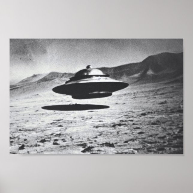 Poster Vintage UFO Photoshop on Moon (Frente)