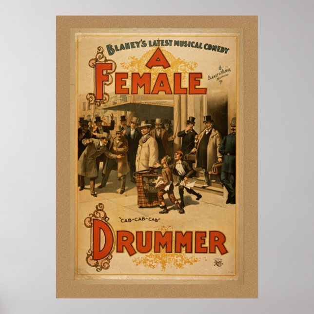 Poster Vintage - Uma Drummer Feminina (Frente)