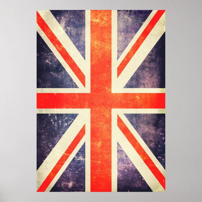 Pôster Vintage Union Jack flag (Frente)