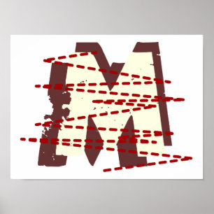 Poster Vintage Urban Grunge - Letra Monograma Distinta