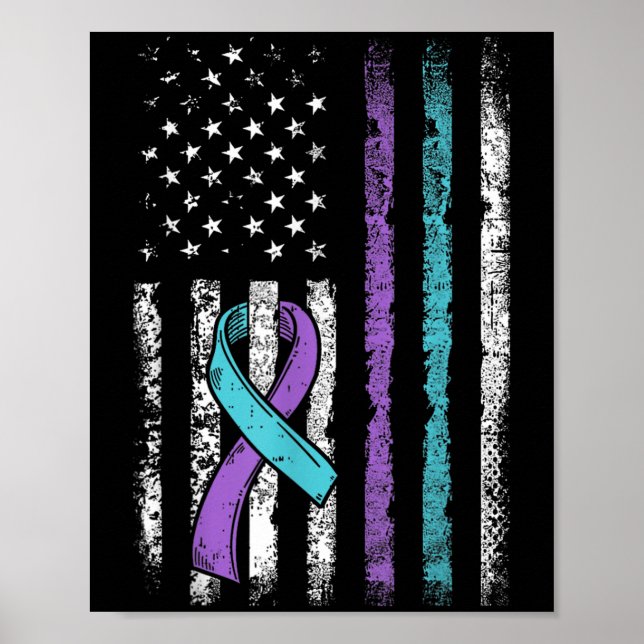 Poster Vintage Usa American Flag Suicide Prevention Aware (Frente)