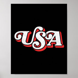 Poster Vintage Usa Retro Typografia Patriótica 4 De Julho