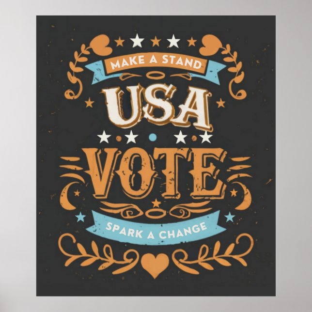 Poster Vintage USA Vote Design (Frente)