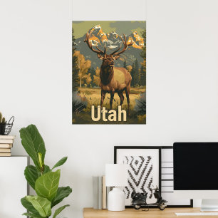 Poster Vintage Utah Elk