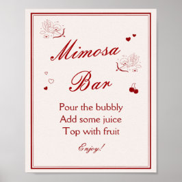Poster Vintage Valentine Bridal Shower Mimosa Bar