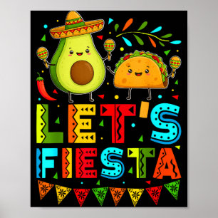 Poster Vintage vamos festejar abacate e tacos cinco de