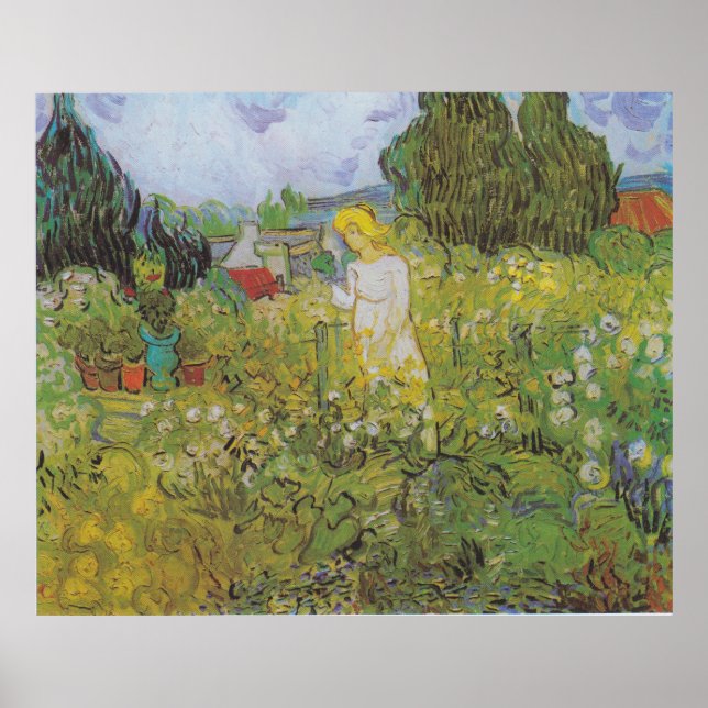 Poster Vintage Van Gogh Marguerite Gachet no Jardim (Frente)