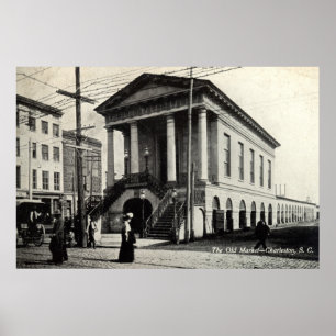 Pôster Vintage velho 1910 do SC de Charleston do mercado