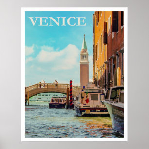 Poster Vintage Veneice Itália Viagem