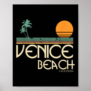 Poster Vintage Venice Beach California Sunset Palms