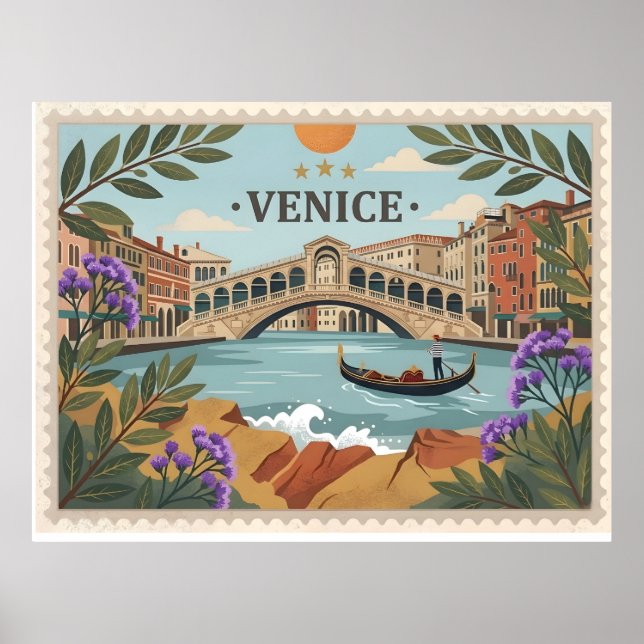 Poster Vintage Venice Italy Postcard (Frente)