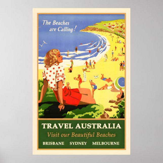 Poster vintage viagem da Austrália (Frente)
