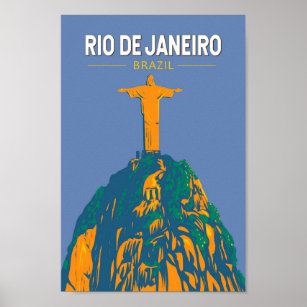 Poster Vintage Viagem de Arte do Brasil no Rio de Janeiro