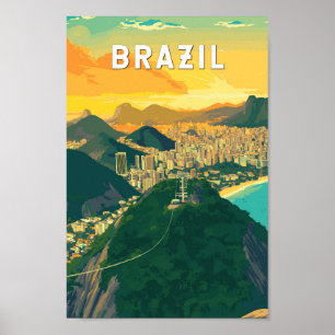 Poster Vintage Viagem de ilustração do Brasil