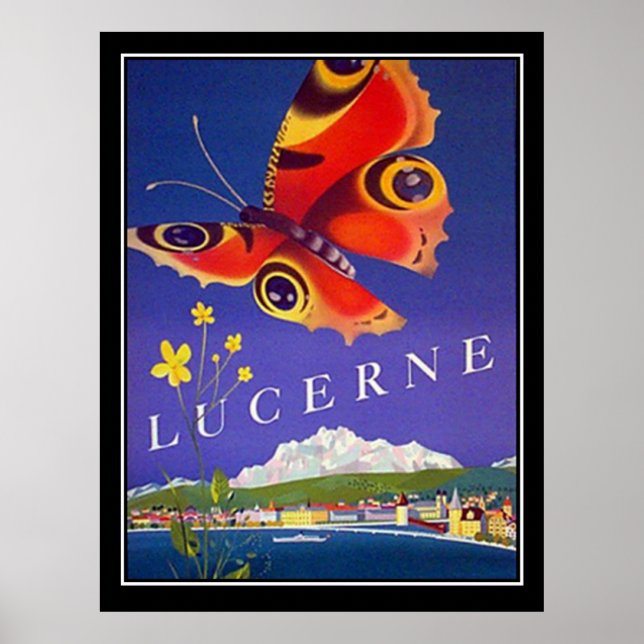Poster vintage Viagem de Luzerna suiça (Frente)