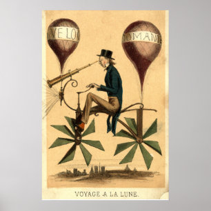 Poster Vintage "viagem desenhos animados franceses de um