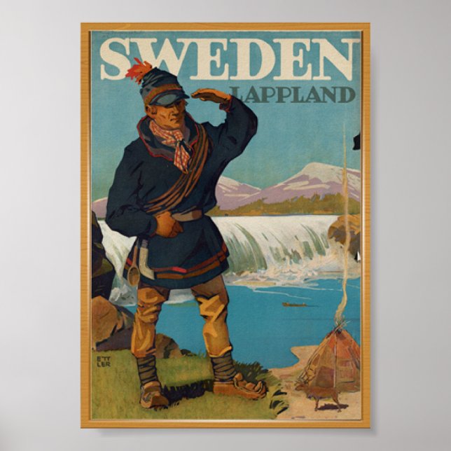 poster vintage viagem suecia (Frente)