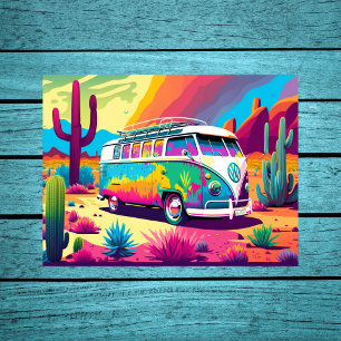 Poster Vintage Vibe: Retro Van no Deserto